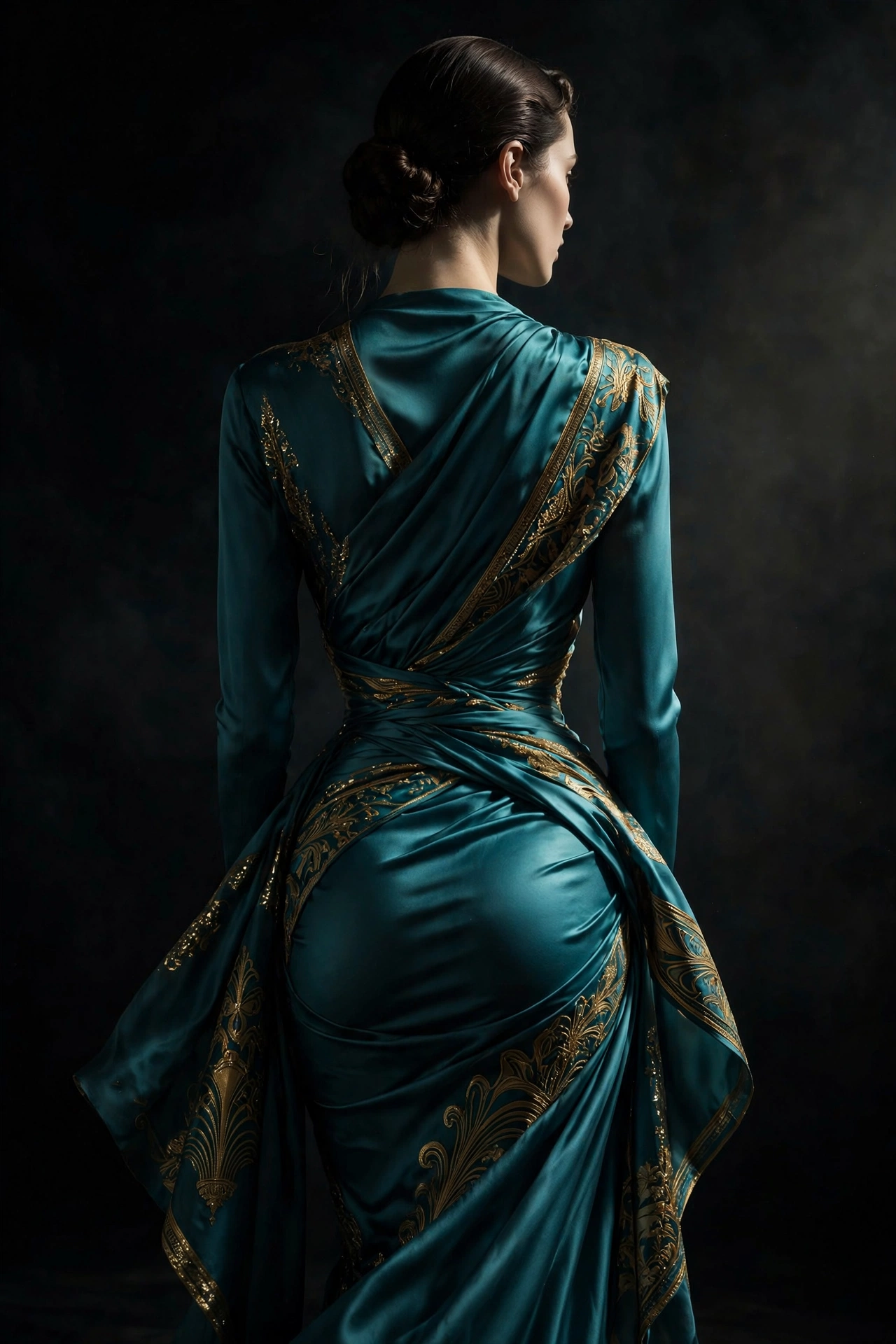 Abstract art print: Teal & Gold